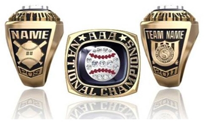 Picture of AAA National Champion Ring/Pendant w/Softball Crest and Cubic Zirconias - White Lustrium